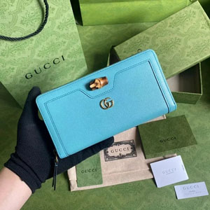 GUCCI スーパーコピー / グッチ〔ダイアナ〕ブルー ジップアラウンドウォレット（658634）