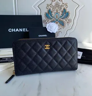 CHANEL スーパーコピー / シャネル CCマーク ゴールド 長財布 キャビアスキン（AP0242 Y01864 C3906）
