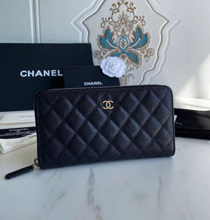CHANEL スーパーコピー / シャネル CCマークシルバー 長財布 キャビアスキン（AP0242 Y01588 C3906）