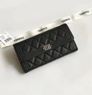 CHANEL スーパーコピー / シャネル  キャビアスキン レディース 長財布 ブラック×プラチナ（ A80286 B01489 94305）