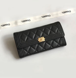 CHANEL スーパーコピー / シャネル  キャビアスキン レディース 長財布 ブラック×ゴールド（ A80286 B01490 94305）