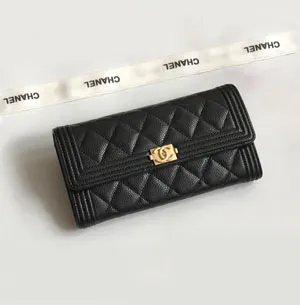 CHANEL スーパーコピー / シャネル  キャビアスキン レディース 長財布 ブラック×ゴールド（ A80286 B01490 94305）