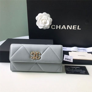 CHANEL スーパーコピー/ シャネル 19 ロング フラップ ウォレット グレー（AP0955）