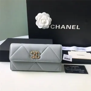 CHANEL スーパーコピー/ シャネル 19 ロング フラップ ウォレット グレー（AP0955）