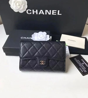 CHANEL スーパーコピー/ シャネル  三つ折り ミディアムサイズ 中財布 （ブラック/ボルドー）（A84341）