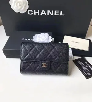 CHANEL スーパーコピー/ シャネル  三つ折り ミディアムサイズ 中財布 （ブラック/ボルドー）（A84341）