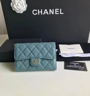 CHANEL スーパーコピー/ シャネル  三つ折り ミディアムサイズ 中財布 （ティファニーブルー）（A84341）