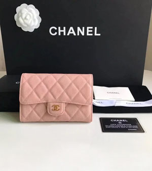 CHANEL スーパーコピー/ シャネル  三つ折り ミディアムサイズ 中財布 （ピンク）（A84341）