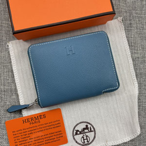エルメス スーパーコピー クラシック 小銭入れ /短財布 牛革 ブルー 065