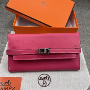 エルメス スーパーコピー ケリーウォレットロング 長財布 牛革 ピンク 077