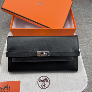 エルメス スーパーコピー ケリーウォレットロング 長財布 牛革 ブラック 085