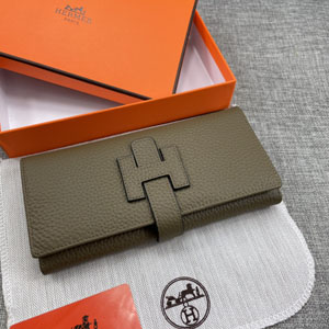 エルメス スーパーコピー H型バックル 二つ折り長財布 牛革 エトープ 001
