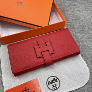 エルメス スーパーコピー H型バックル 二つ折り長財布 牛革 レッド 004