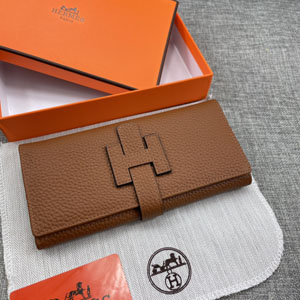 エルメス スーパーコピー H型バックル 二つ折り長財布 牛革 ブラウン 008