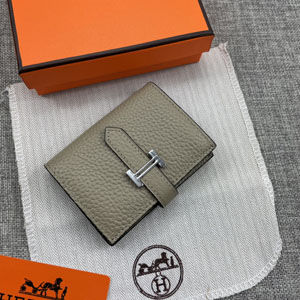 エルメス スーパーコピー ベアン ミニ 財布 グレー ライチパターン 009