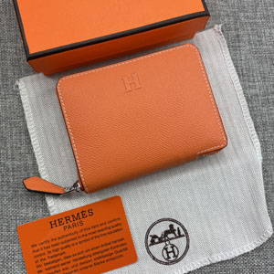 エルメス スーパーコピー クラシック 小銭入れ /短財布 牛革 オレンジ  055