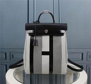 Hermes/エルメス スーパーコピー Rucksack Herbag a dos Zip retourne バックパック ブラックグレー（H077671）