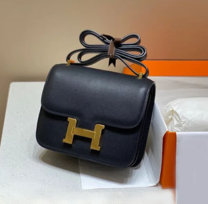 HERMES/エルメス スーパーコピー コンスタンスミニ ショルダーバッグ ブラックxゴールド （H084415CC89）