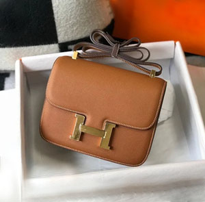 HERMES/エルメス スーパーコピー コンスタンスミニ ショルダーバッグ ブラウン x ゴールド （H084415CC89）
