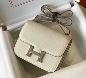 HERMES/エルメス スーパーコピー  コンスタンスミニ ショルダーバッグ ホワイト x シルバー （H084415CC89）
