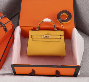 Hermes/エルメス スーパーコピー ケリーミニ2（KELLY MINI 2）イエロー ショルダーバッグ 068