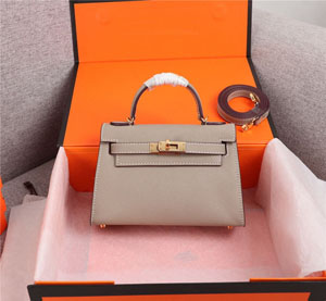 Hermes/エルメス スーパーコピー ケリーミニ2（KELLY MINI 2）グレー ショルダーバッグ 065
