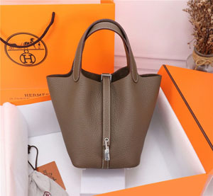 Hermes/エルメス スーパーコピー ピコタンロック 18PM ハンドバッグ エトープ x プラチナ（H056289CK18）
