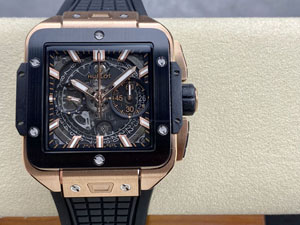【BBF工場出品】ウブロ スーパーコピー HUBLOT スクエア?バン ウニコ キングゴールド 821.OM.0180.RX 42MM