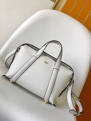 【FENDI】フェンディ スーパーコピー フェンディ ボストン 365 アイスホワイト レザー バッグ 8BL152APZAF0K7E