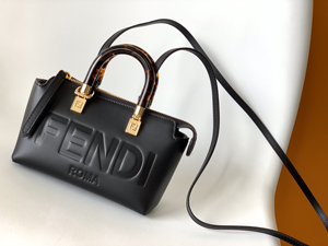 【FENDI】フェンディ スーパーコピー バイ ザ ウェイ ミニ ブラックレザー ボストンバッグ 8BS067ABVLF0KUR
