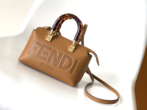 【FENDI】フェンディ スーパーコピー バイ ザ ウェイ ミニ ブラウンレザー ボストンバッグ スモール 8BS067ABVLF0NYJ