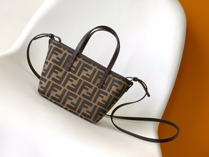 【FENDI】フェンディ スーパーコピー ロール ミニ ブラウンFFジャカード ミニバッグ 8BS096AFPMF1GL7