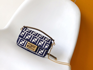 【FENDI】フェンディ スーパーコピー バゲット ミニ ブルーFFジャカードファブリック バッグ 8BS017AOVFF1PIR