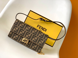 【FENDI】フェンディ スーパーコピー バゲット財布ショルダー ブラウン 財布 8M0498A98PF0A6E