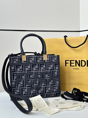 【FENDI】フェンディ スーパーコピー サンシャインスモール ダークブルーFFシェニール バッグ 8BH394ASU0F1PQK