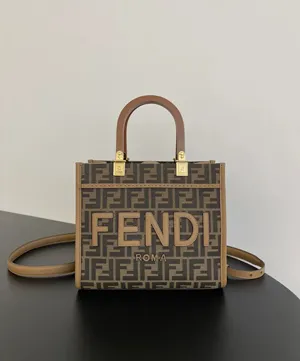 【FENDI】フェンディ スーパーコピー サンシャイン スモール ブラウンFFジャカードファブリック バッグ 8BH394ALVYF1GE3