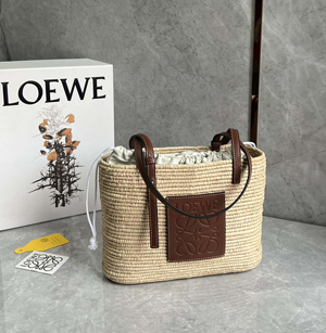 【LOEWE】 ロエベ スーパーコピー スクエア バスケットバッグ スモール （ラフィア&カーフ）ナチュラル A223099X02