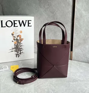 【LOEWE】 ロエベ スーパーコピー パズルフォルドトート ミニ（シャイニーカーフ） ダークバーガンディ A657V25X01