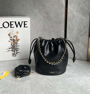 【LOEWE】 ロエベ スーパーコピー フラメンコパース バケットバッグ（メローナパラム）ブラック A411FPBX02