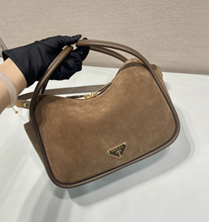 【PRADA】プラダ スーパーコピー スエード ハンドバッグ ダークブラウン（1BA451_2C4S_F0324_V_OVO）