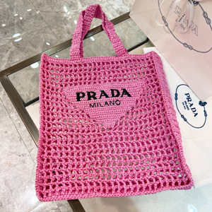 【PRADA】プラダ スーパーコピー クロシェ トートバッグ ピンク（1BG393_2A2T_F0442_V_OOO）