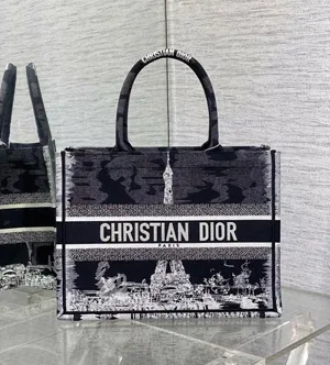 ディオール スーパーコピー Dior Book Tote バッグ ミディアム Paris エンブロイダリー（M1296ZEGG_M911）