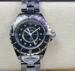 【CHANEL】シャネル スーパーコピー CHANEL J12 ブラック セラミック 12Pダイヤ H1625 33MM【EAST工場出品】