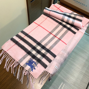バーバリー スーパーコピー ストライプのチェック柄 カシミアスカーフ ライトピンク（Burberry 040）