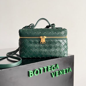 代金引換 BOTTEGA VENETA ボッテガ?ヴェネタ バン バン ウーブン コスメティックバッグ エメラルドグリーン（789109V3IV13049）