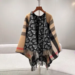バーバリー スーパーコピー モノグラム ウールカシミア リバーシブル ケープ グラファイトカラー（80374211）