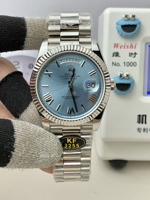 KF工場 ロレックス デイデイト 40 228236 メンズ腕時計 アイスブルー文字盤 cal.3255/cal.2836 ムーブメント 195g/215g 1:1精度