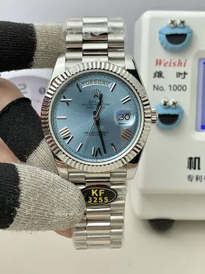 KF工場 ロレックス デイデイト 40 228236 メンズ腕時計 アイスブルー文字盤 cal.3255/cal.2836 ムーブメント 195g/215g 1:1精度
