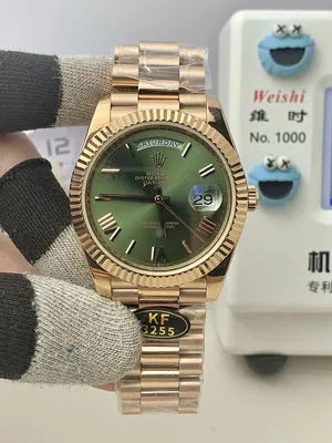 KF工場 ロレックス デイデイト 40 228235 オリーブグリーン/ローマ文字盤 cal.3255/cal.2836 ムーブメント 195g/215g 1:1精度