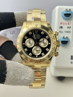 QF工場 ロレックス コスモグラフ デイトナ 126508G 新品 ランダム番 K18YG無垢 純正8Pダイヤ 黒 904L Cal. 4131ムーブメント 1:1精度